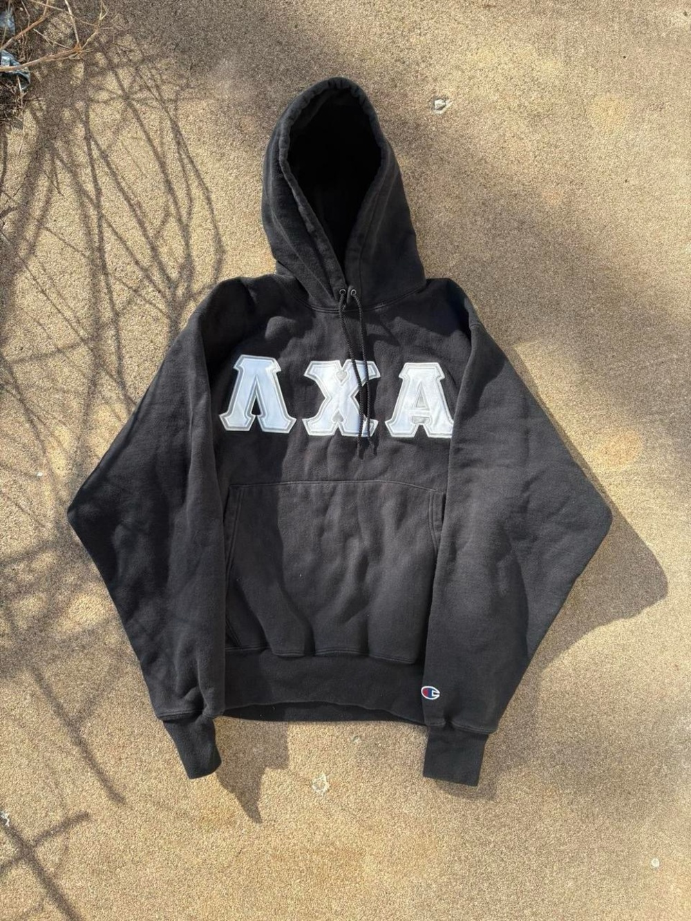 Champion 90s-2000s premium reverse weave heavyweight black hoodie